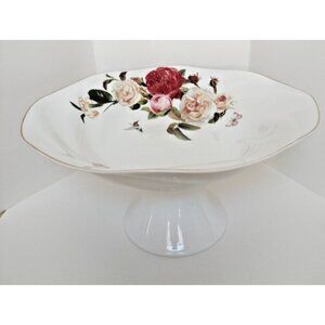 Delsa Flower Guild Edge Pedestal Dip Bowl Platter 12"X6"1/2 New